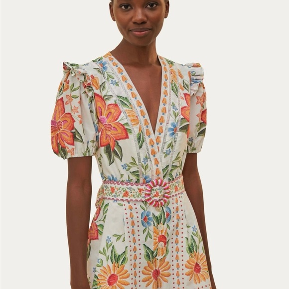 FARM Rio Floral Embroidered Dress with Ruffle Details - Picture 2 of 3